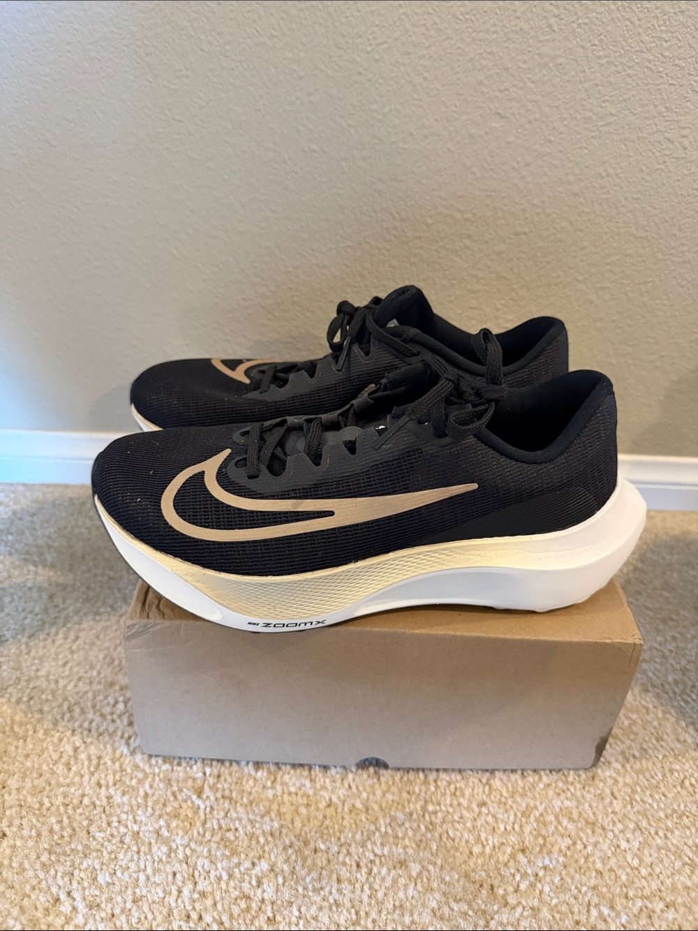Nike ZoomFly 5 Black with Beige Running Sneakers